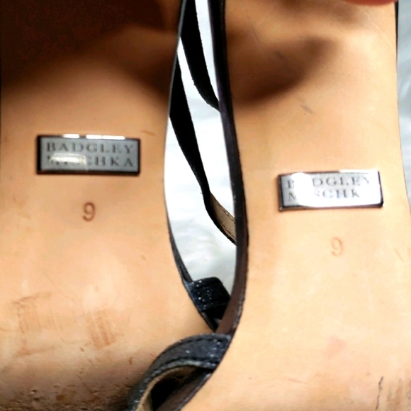 Badgley Mischka Landmark Black Glitter Sparkle Sandals - Picture 10 of 10